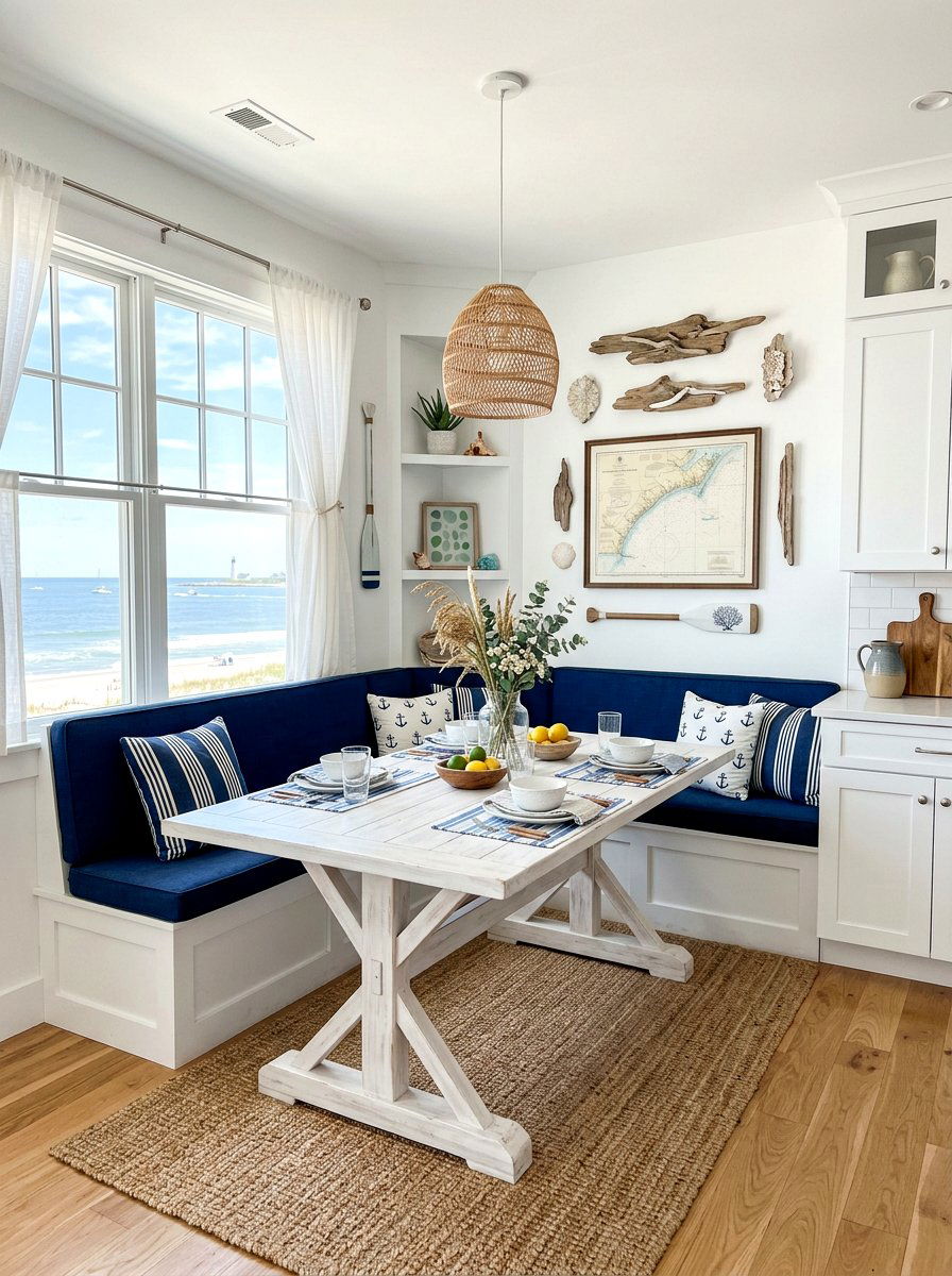 Coastal kitchen corner - 30 corner breakfast nook ideas
