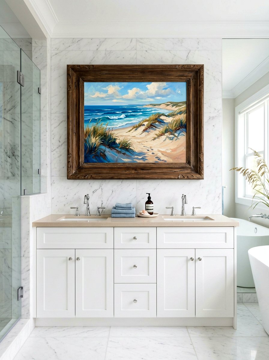 Coastal landscape oil painting - 30 coastal grandmother bathroom ideas
