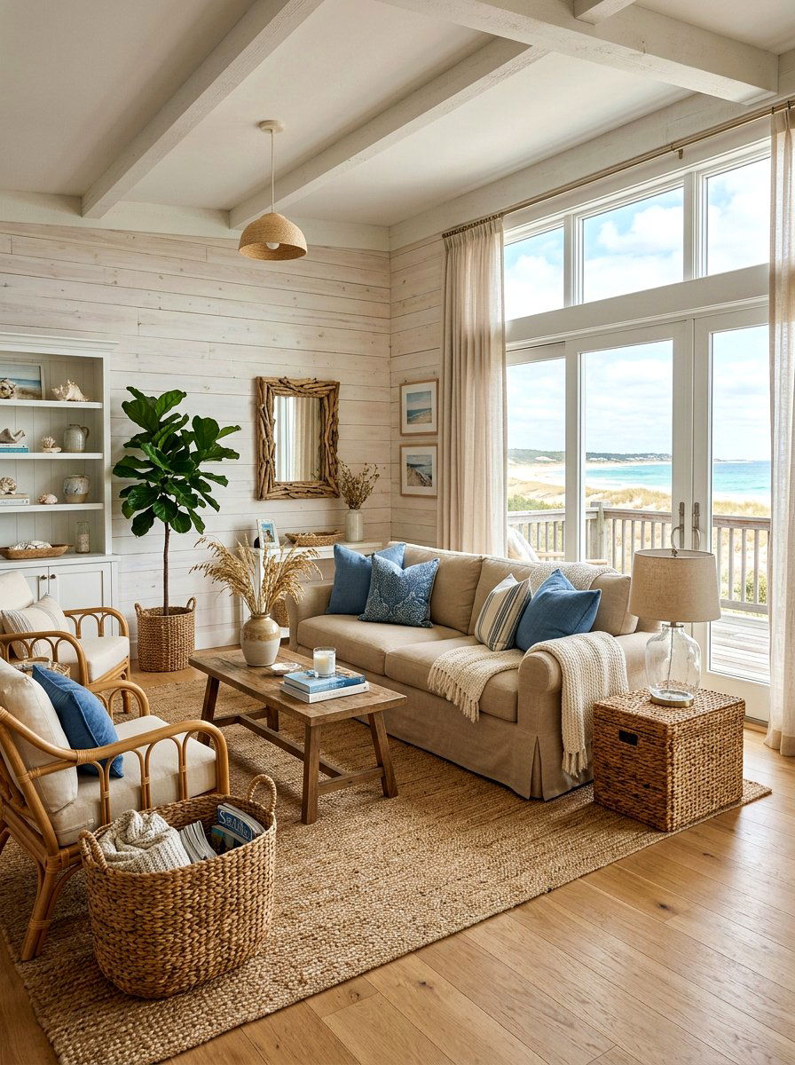 Coastal living room skirted sofa - 30 skirted sofa ideas