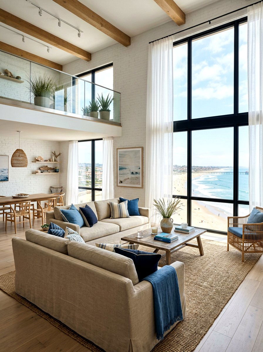 Coastal loft design - 30 loft living room ideas