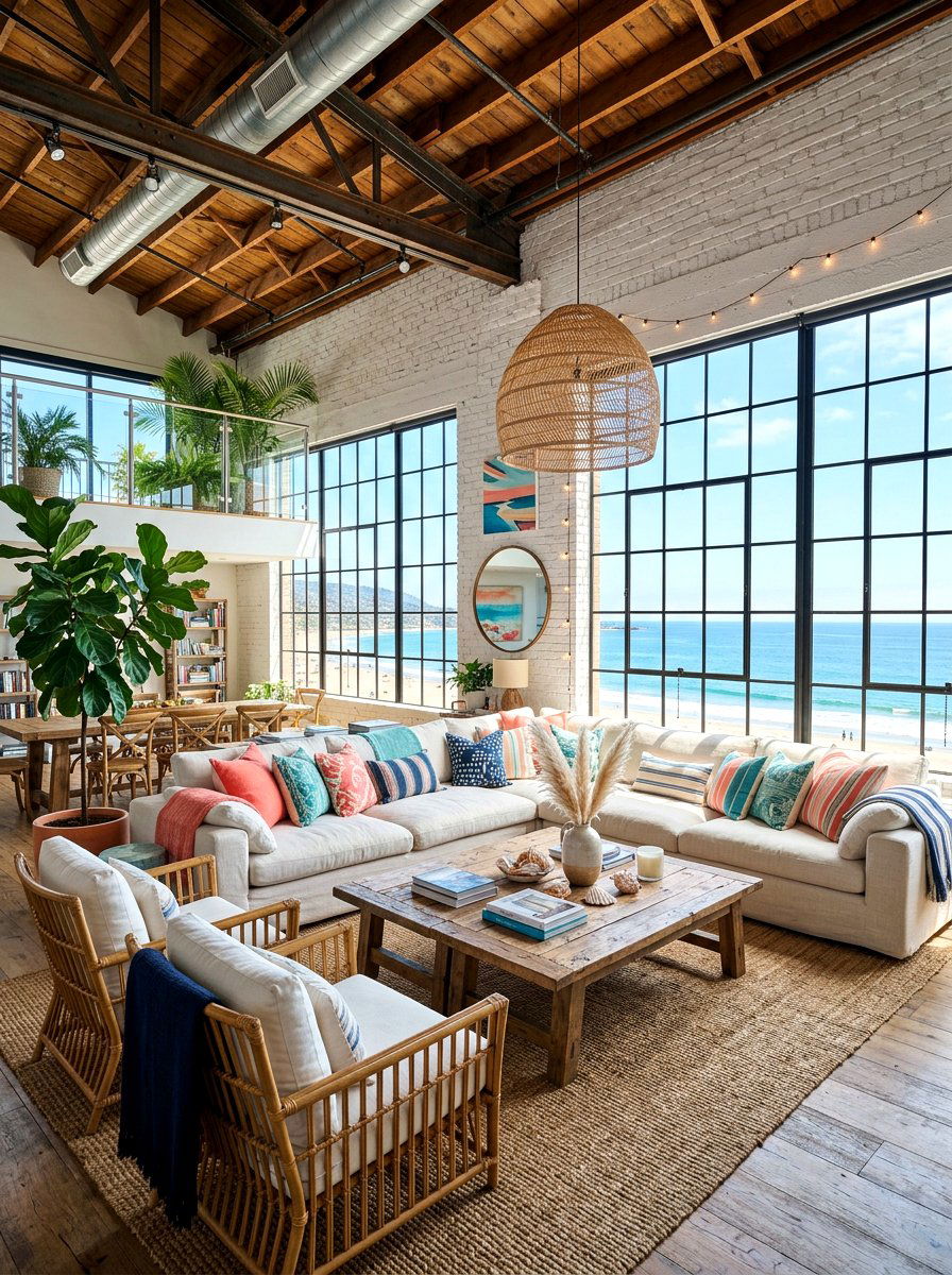Coastal loft living room - 30 coastal summer living room ideas