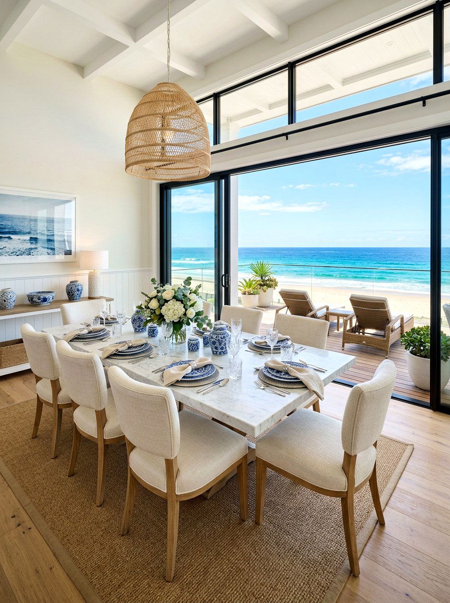 Coastal luxury dining area - 30 villa dining room ideas