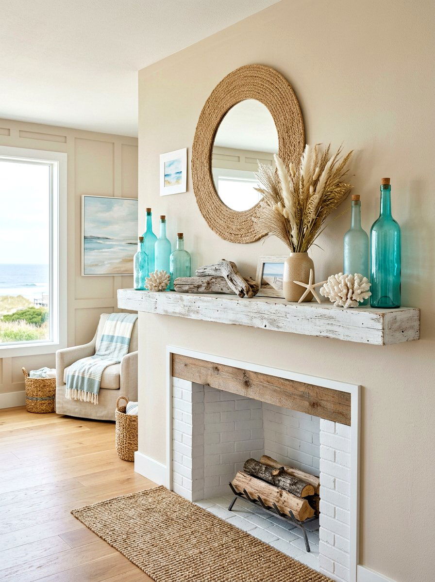 Coastal mantel - 30 summer mantel decor ideas