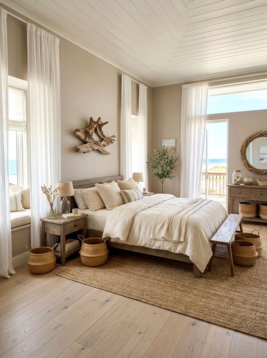 Coastal mushroom and cream bedroom - 30 mushroom and cream bedroom ideas