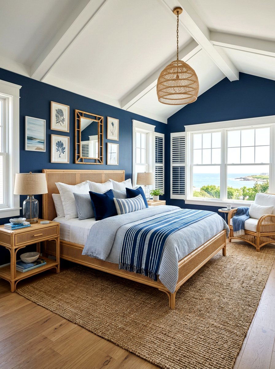 Coastal navy bedroom - 30 inky blue bedroom decor ideas