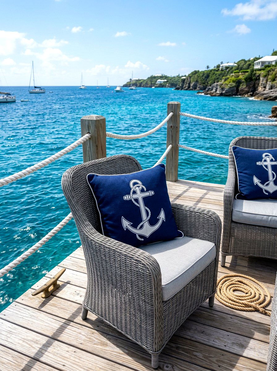 Coastal navy outdoor pillow - 30 outdoor throw pillow ideas