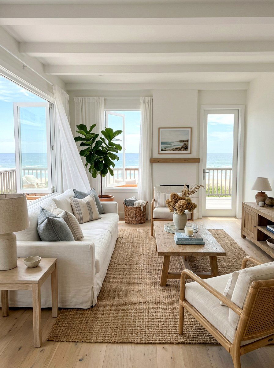 Coastal neutral living room - 30 warm neutral living room ideas