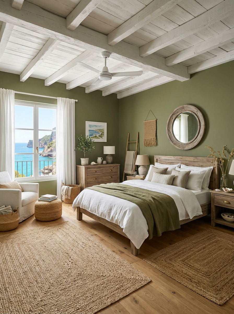 Coastal olive green bedroom - 30 olive green bedroom ideas