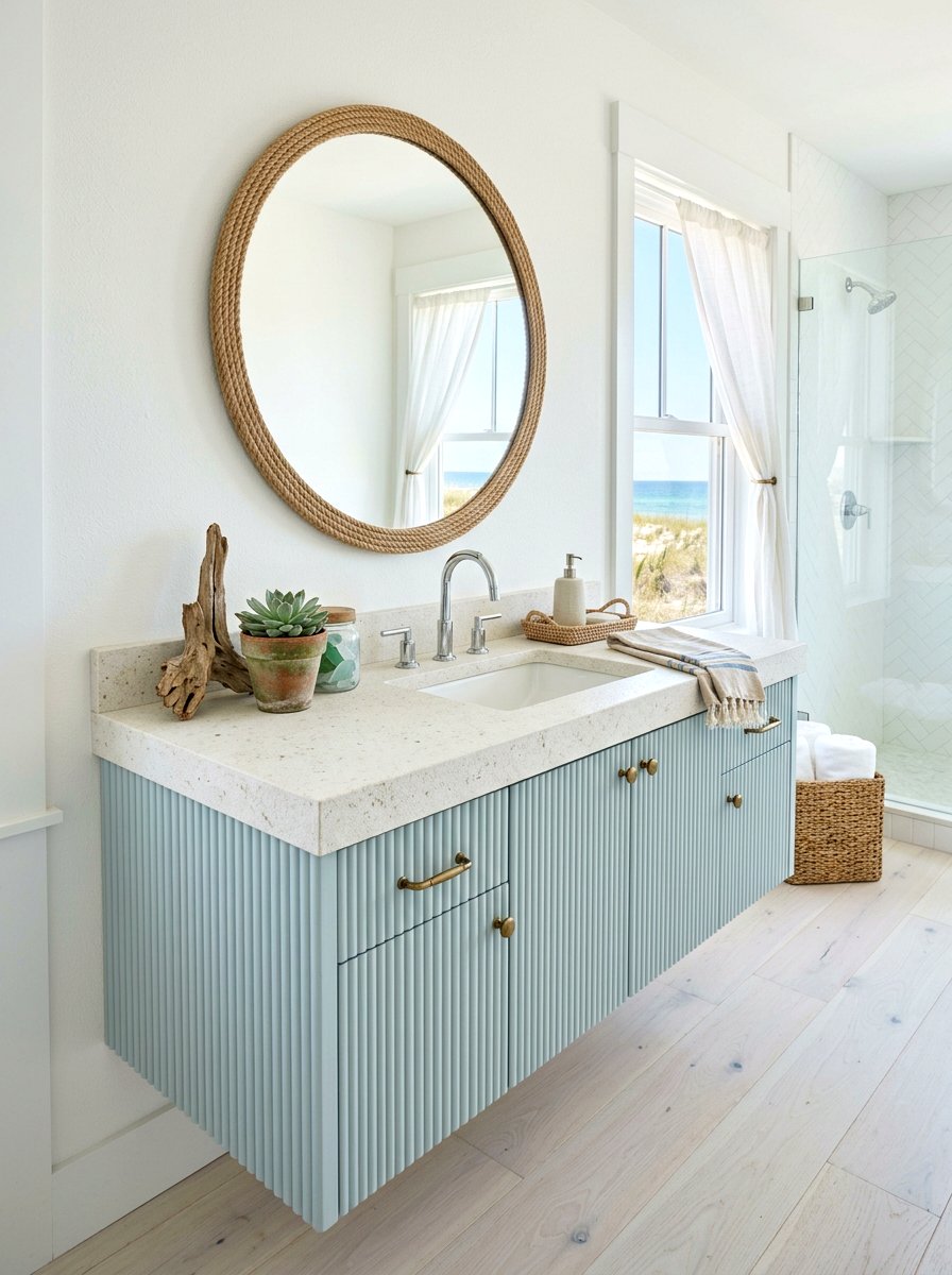 Coastal reeded bathroom vanity - 30 reeded vanity bathroom ideas
