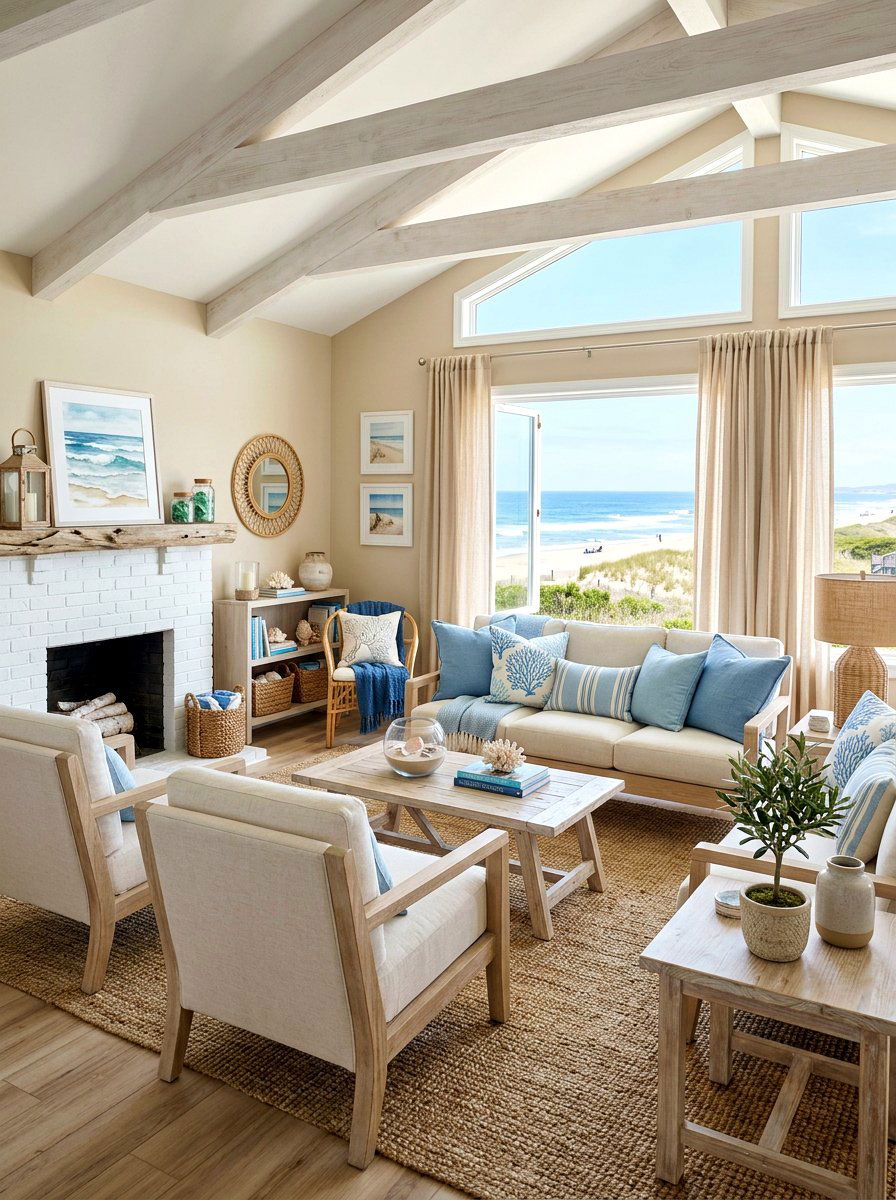 Coastal sand living room decor - 30 sand color living room ideas