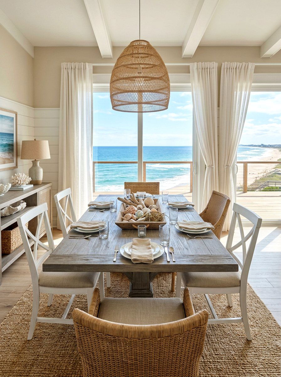 Coastal seashell display - 30 summer table centerpiece ideas