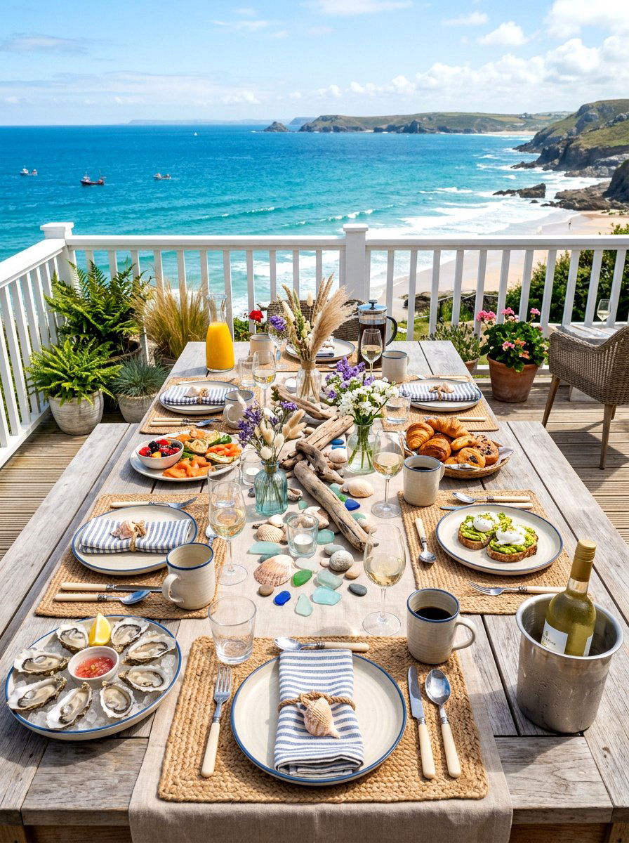 Coastal seaside brunch table - 30 elegant brunch table ideas
