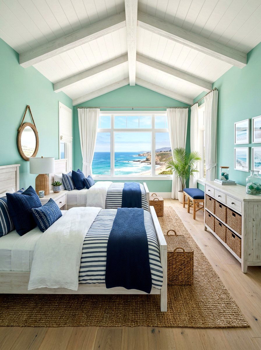 Coastal shared bedroom - 30 shared kids room ideas