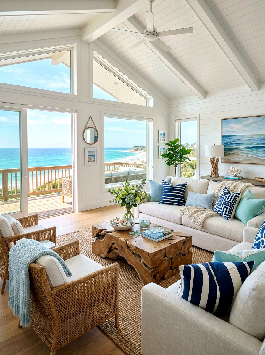 Coastal spring living room - 30 soft spring living room ideas