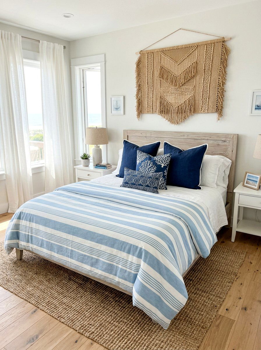 Coastal stripe duvet - 30 designer duvet styling ideas