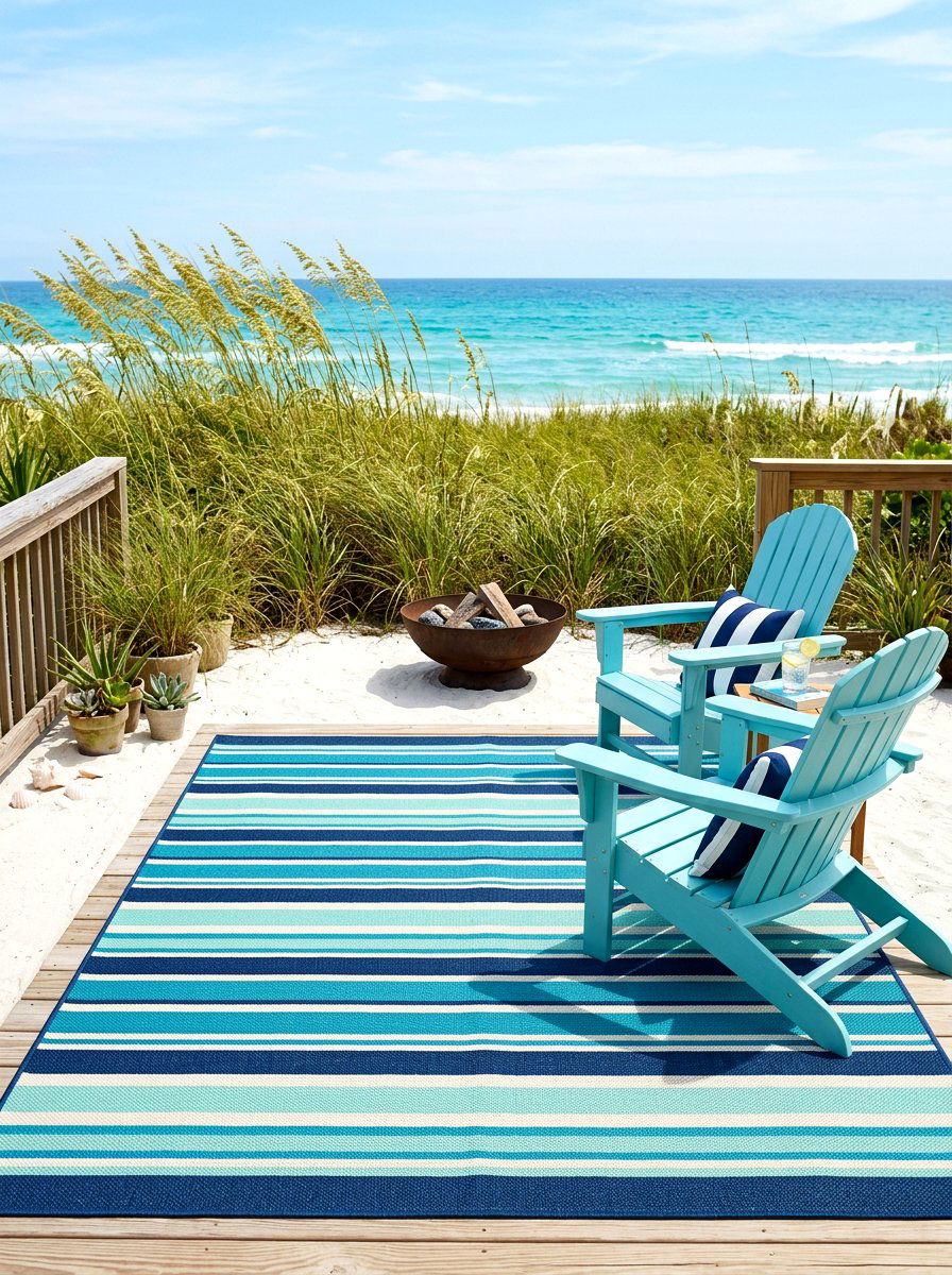 Coastal striped outdoor rug - 30 striped outdoor rug ideas