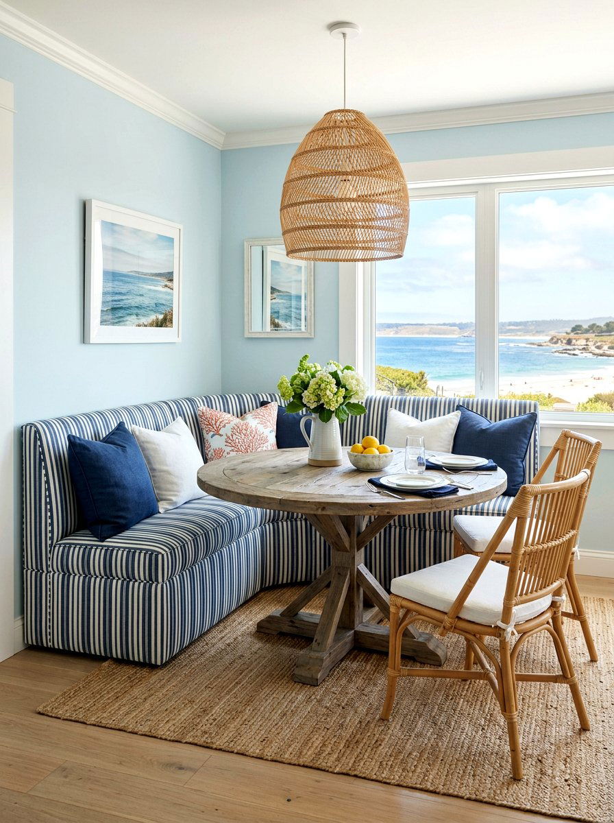 Coastal style curved banquette - 30 curved banquette ideas
