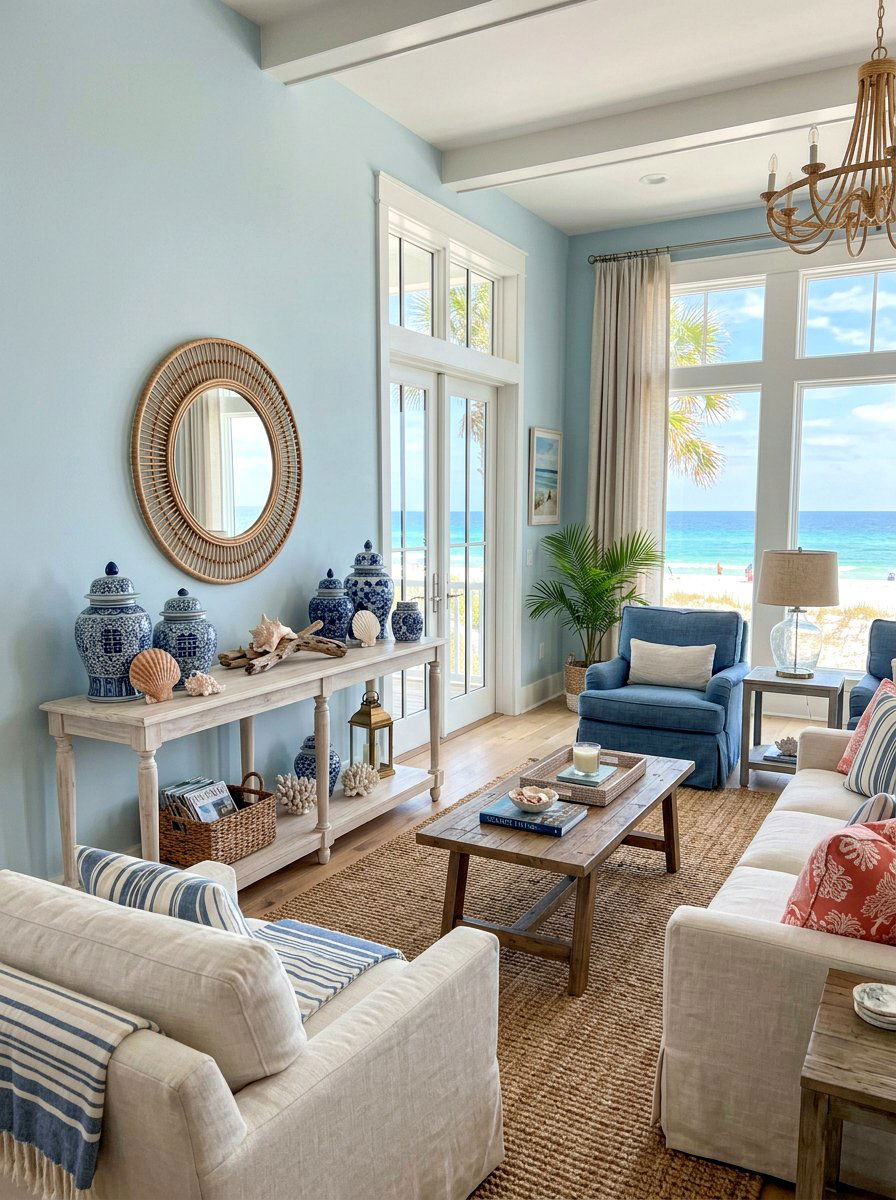 Coastal style ginger jar - 30 ginger jar living room ideas