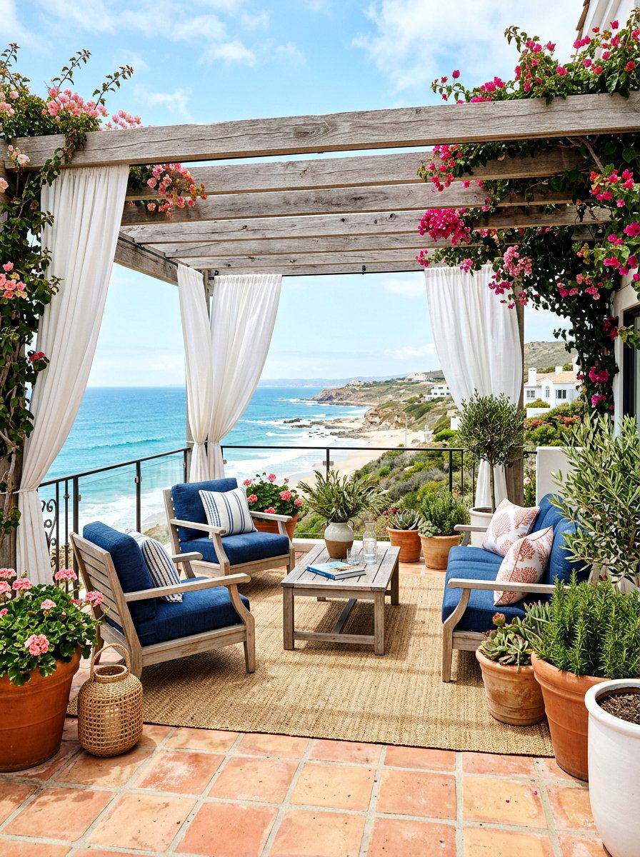 Coastal style terracotta patio - 30 terracotta patio ideas