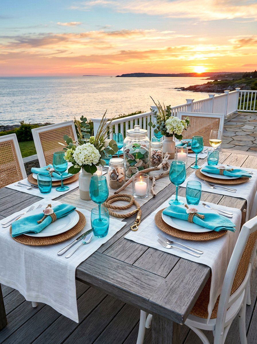 Coastal sunset table decor - 30 sunset dinner table ideas
