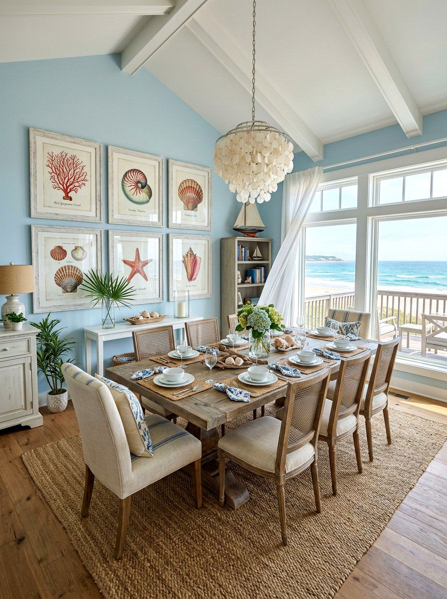 Coastal theme dining room - 30 art filled dining room ideas