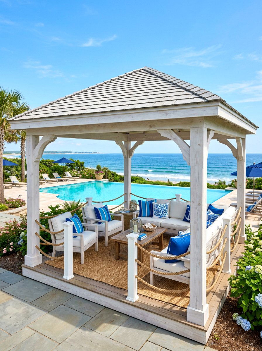 Coastal theme gazebo - 30 backyard gazebo ideas