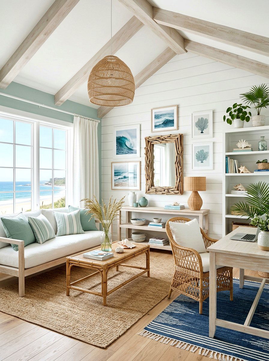 Coastal theme room - 30 feminine home studio ideas