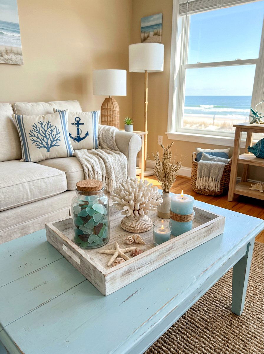Coastal tray styling - 30 coffee table tray styling ideas