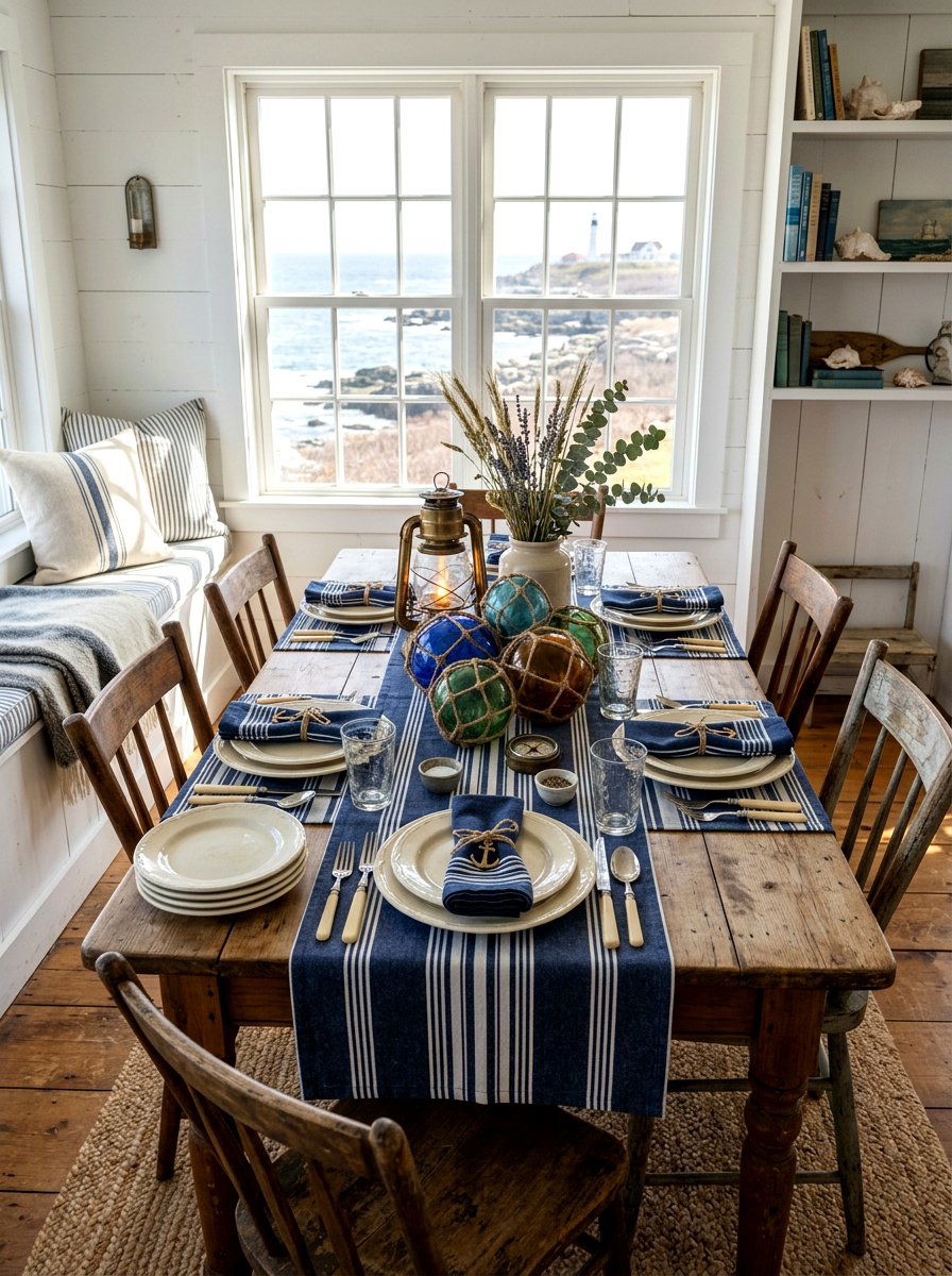 Coastal vintage seafaring table - 30 vintage tablescape ideas