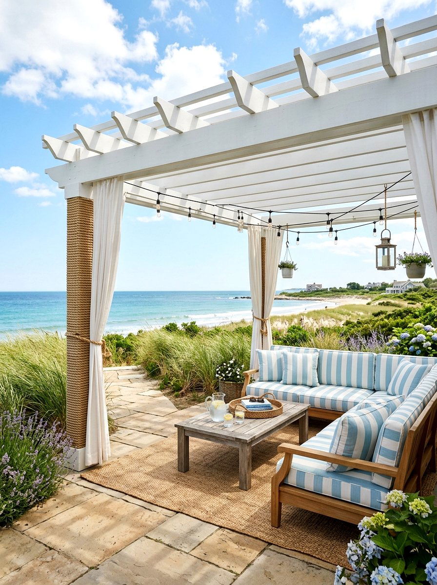 Coastal white pergola - 30 pergola ideas