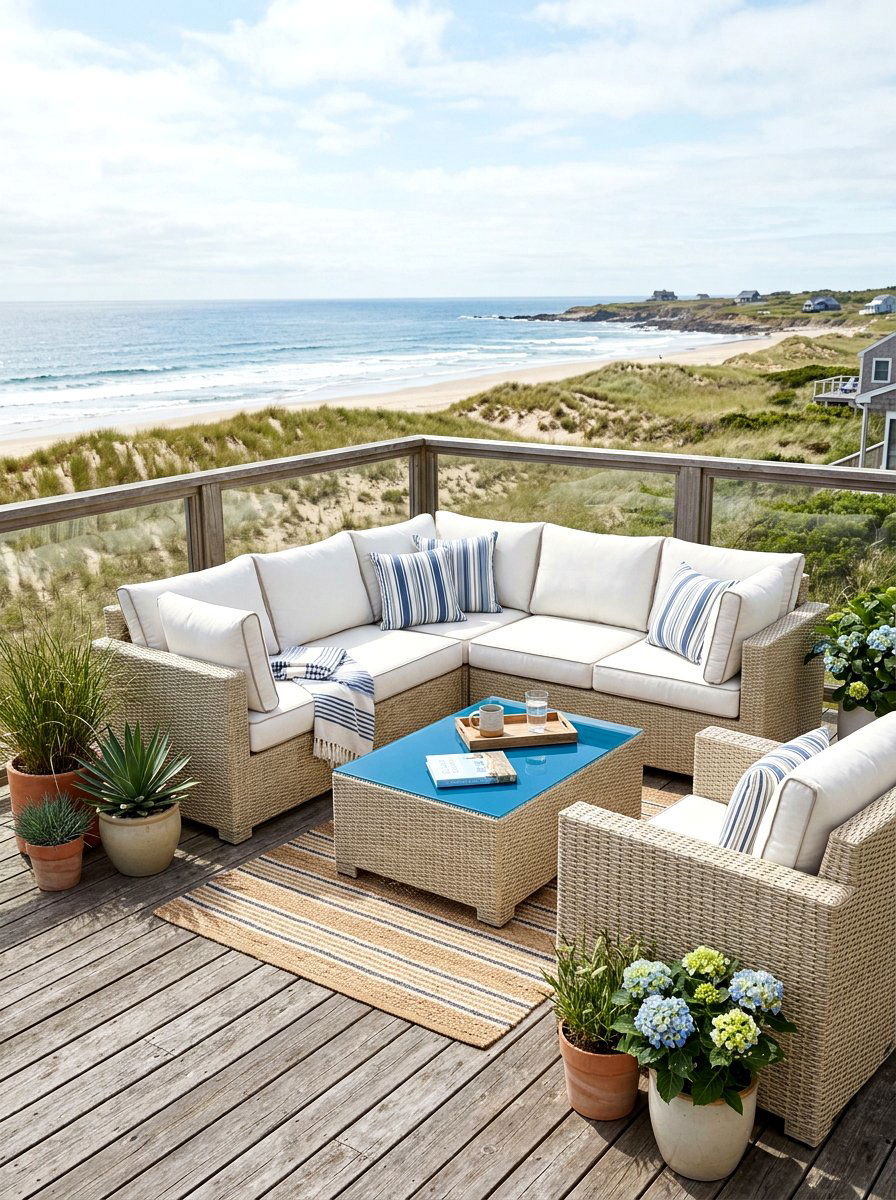 Coastal wicker patio furniture - 30 patio breakfast area ideas