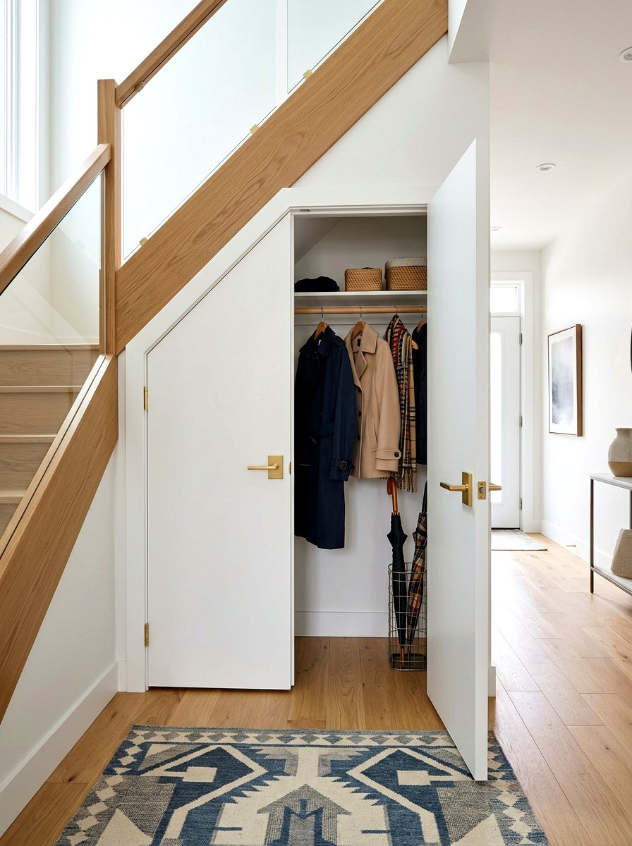 Coat closet under stairs - 30 under stairs storage ideas