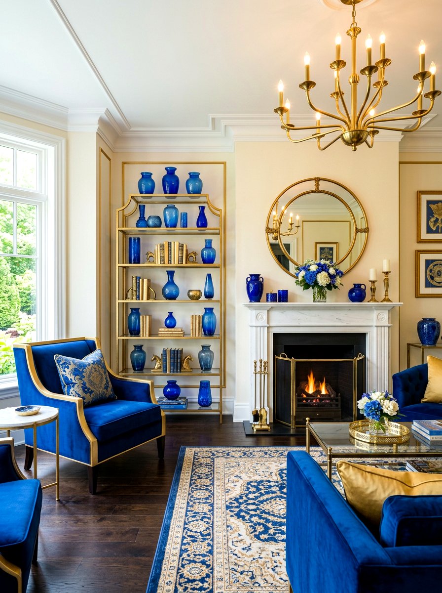 Cobalt Blue And Gold Decor - 30 cobalt blue living room ideas