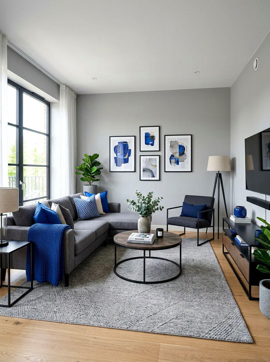 Cobalt Blue And Gray Decor - 30 cobalt blue living room ideas
