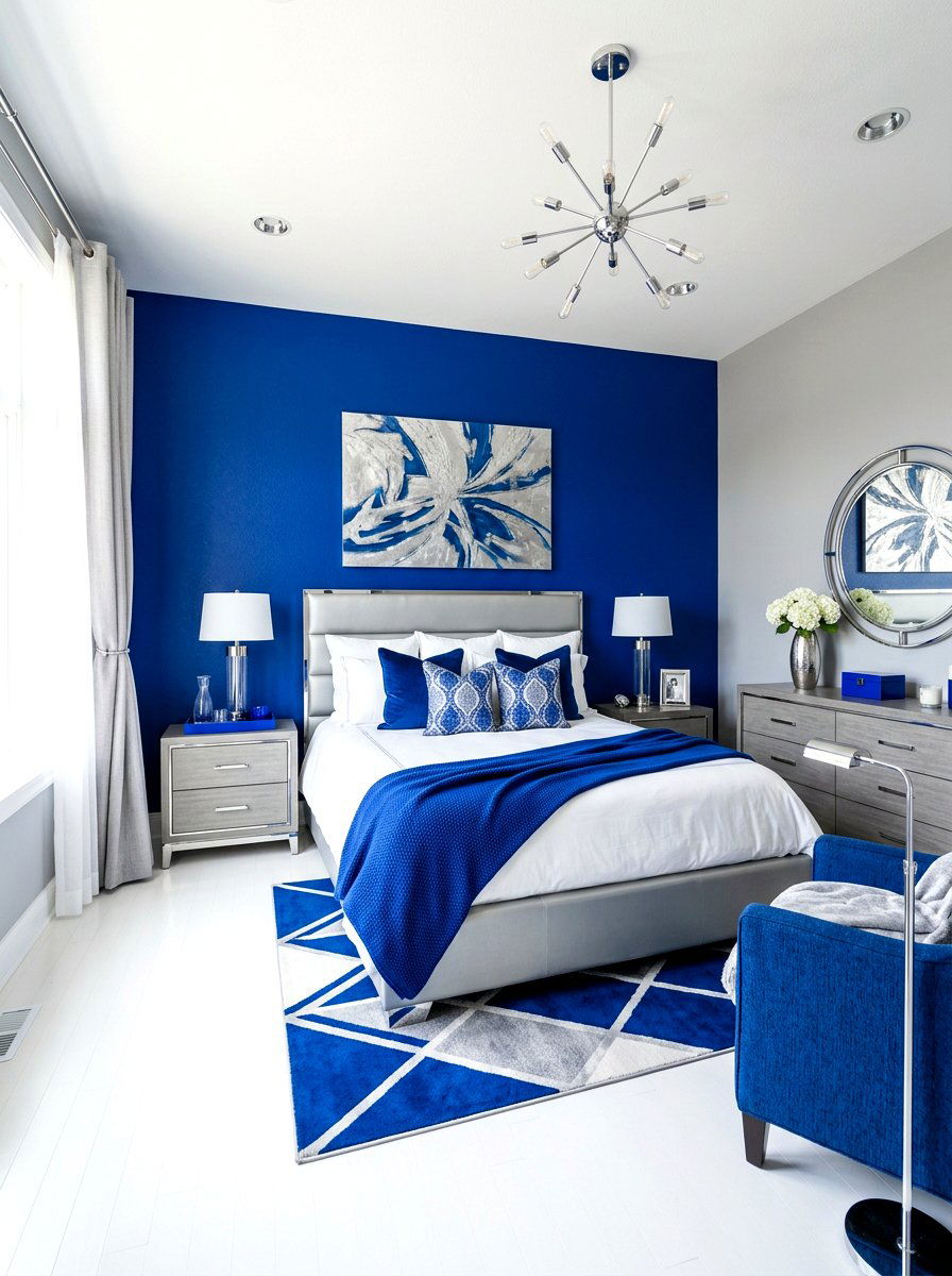 Cobalt Blue And Silver Gray Bedroom - 30 blue and gray bedroom ideas