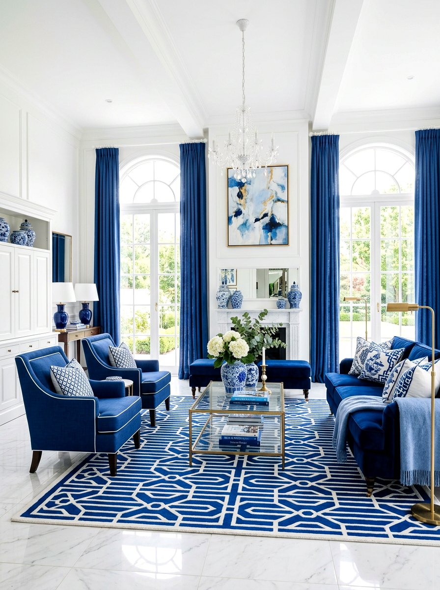 Cobalt Blue And White Interior - 30 cobalt blue living room ideas