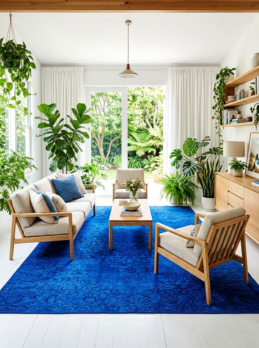 Cobalt Blue Area Rug - 30 cobalt blue living room ideas