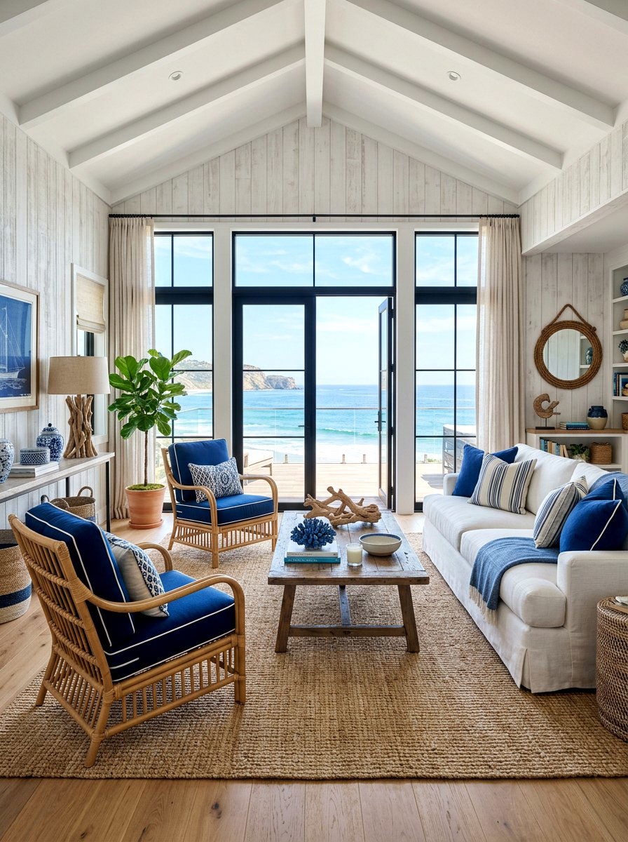 Cobalt Blue Coastal Decor - 30 cobalt blue living room ideas