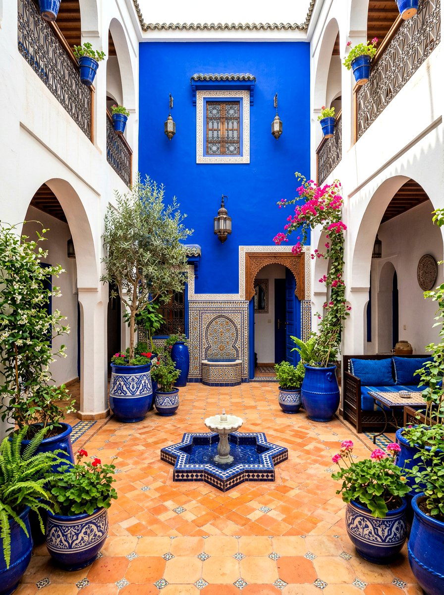 Cobalt Blue Decor - 30 Spanish courtyard ideas