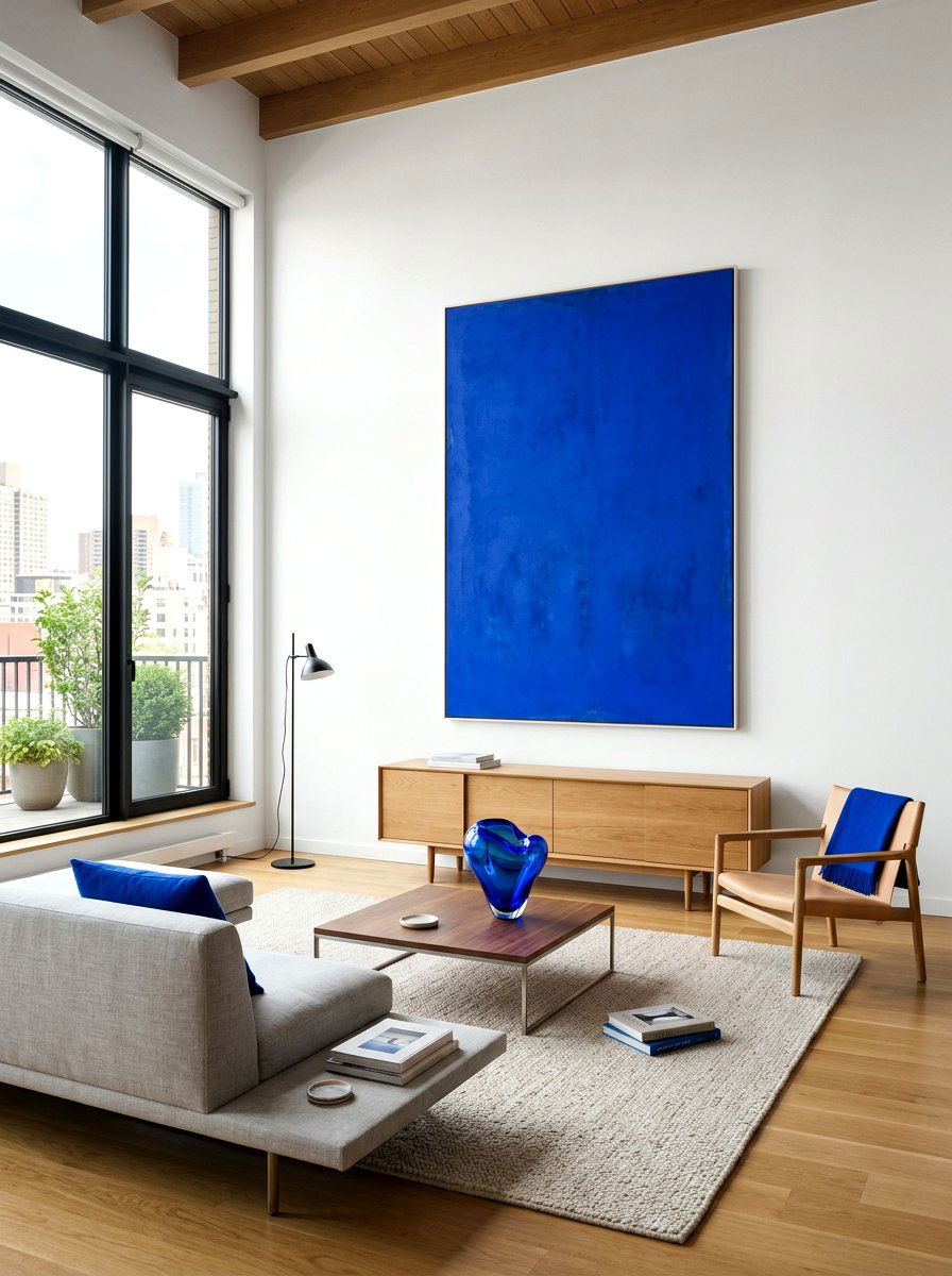 Cobalt Blue Minimalist Style - 30 cobalt blue living room ideas