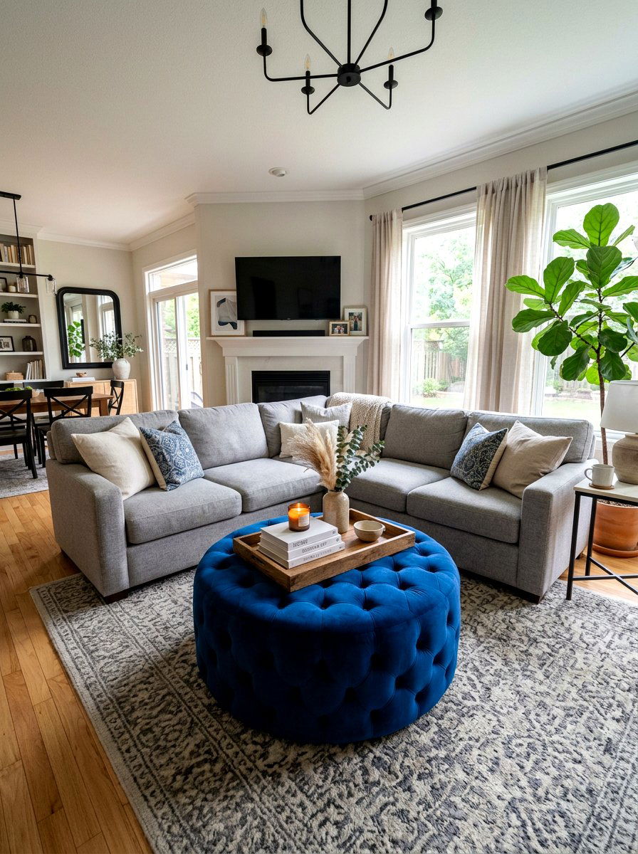Cobalt Blue Ottoman Coffee Table - 30 cobalt blue living room ideas