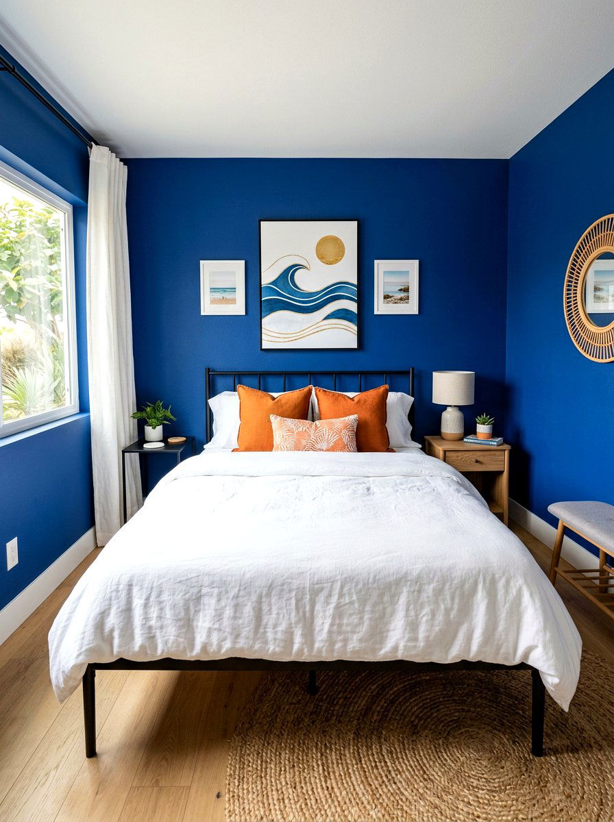 Cobalt Blue Small Guest Room - 30 small room big color ideas