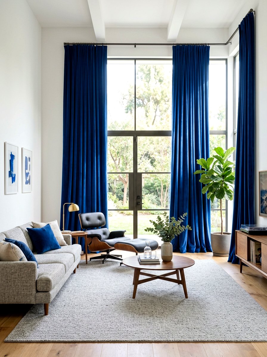 Cobalt Blue Velvet Curtains - 30 cobalt blue living room ideas