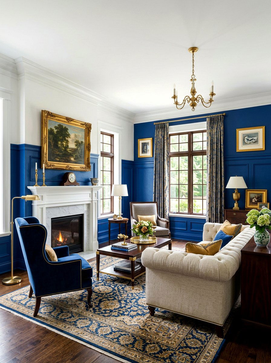 Cobalt Blue Wall Paneling - 30 cobalt blue living room ideas