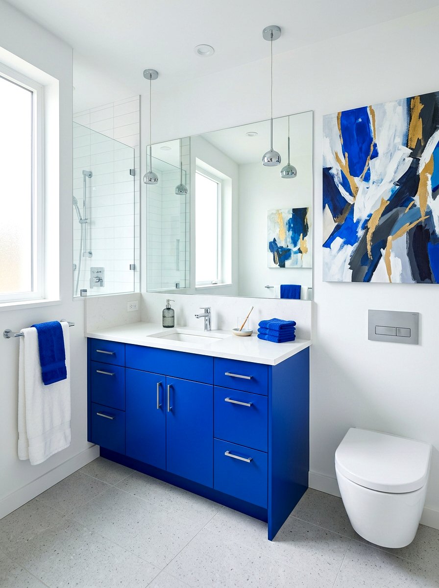 Cobalt blue bathroom vanity - 30 painted bathroom vanity ideas