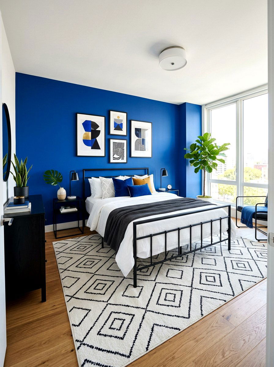 Cobalt blue bold bedroom - 30 cool blue bedroom ideas