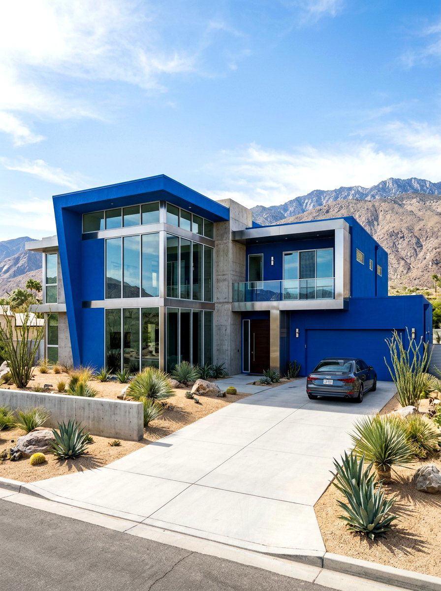 Cobalt blue contemporary home - 30 blue house exterior ideas
