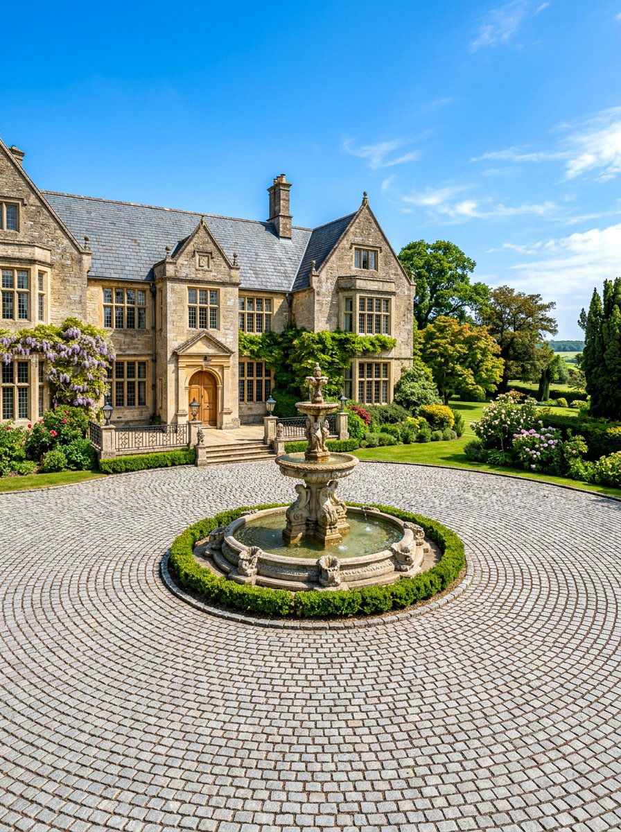 Cobblestone Circular Driveway - 30 circular driveway ideas