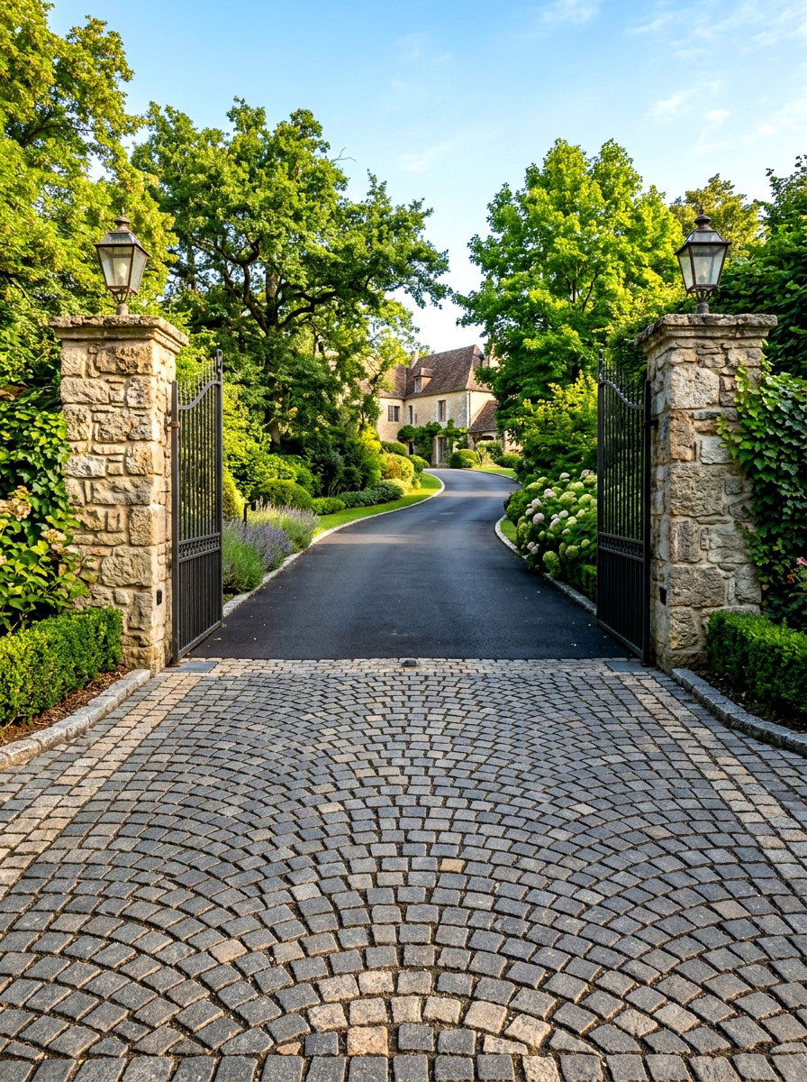 Cobblestone Driveway Apron - 30 decorative stone ideas
