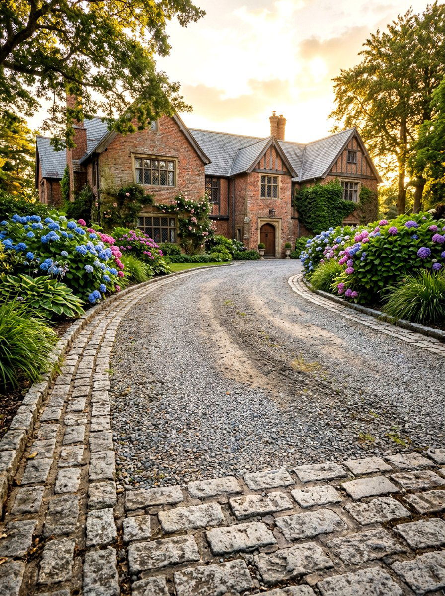 Cobblestone Edging Driveway - 30 gravel driveway ideas